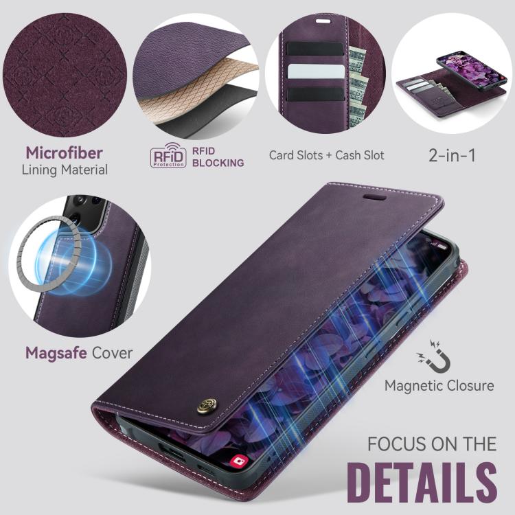 For Samsung Galaxy S21 Ultra 5G CaseMe C49 Magnetic RFID Blocking Detachable Wallet Leather Phone Case