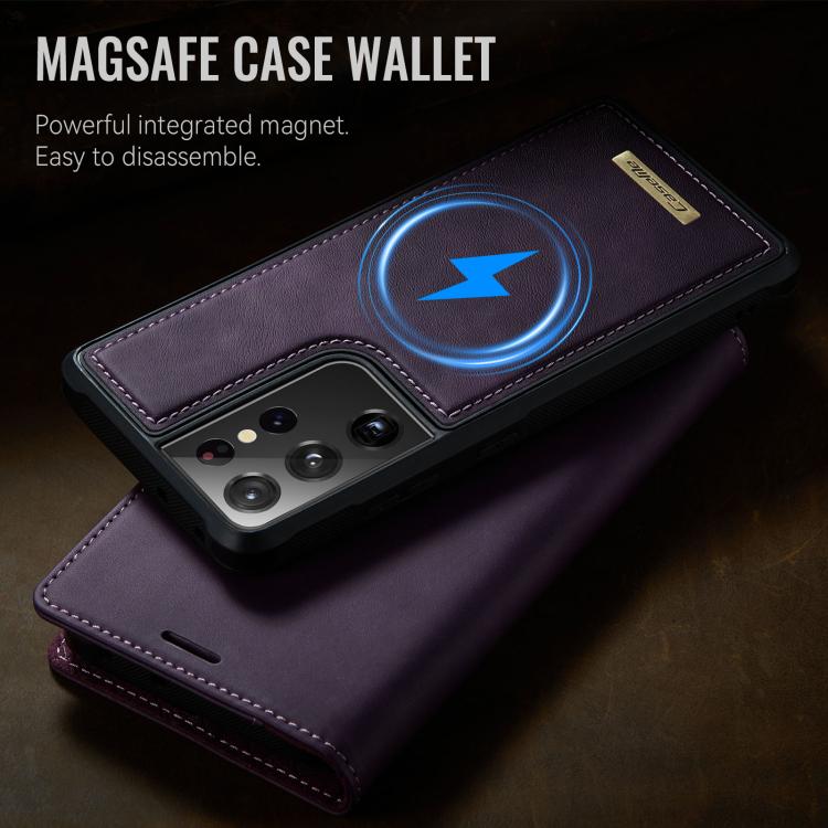 For Samsung Galaxy S21 Ultra 5G CaseMe C49 Magnetic RFID Blocking Detachable Wallet Leather Phone Case