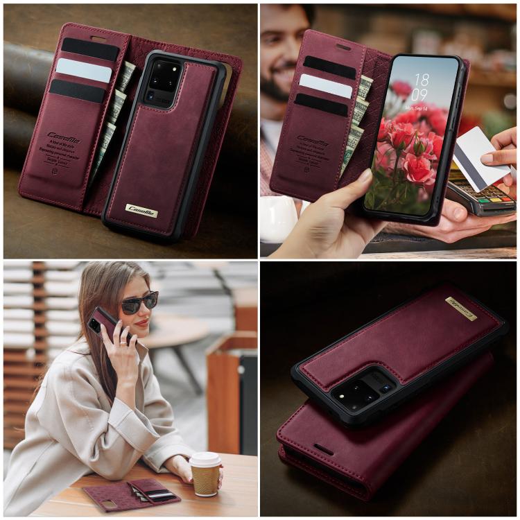 For Samsung Galaxy S20 Ultra CaseMe C49 Magnetic RFID Blocking Detachable Wallet Leather Phone Case