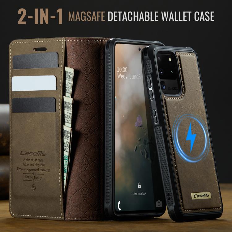 For Samsung Galaxy S20 Ultra CaseMe C49 Magnetic RFID Blocking Detachable Wallet Leather Phone Case