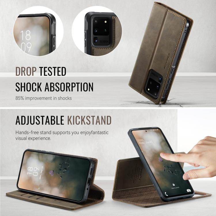 For Samsung Galaxy S20 Ultra CaseMe C49 Magnetic RFID Blocking Detachable Wallet Leather Phone Case