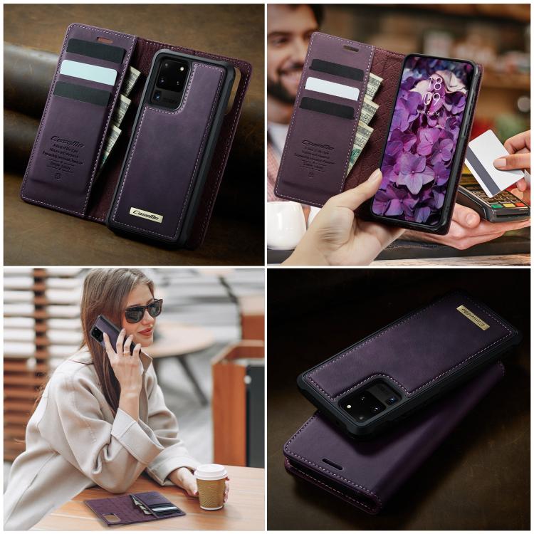 For Samsung Galaxy S20 Ultra CaseMe C49 Magnetic RFID Blocking Detachable Wallet Leather Phone Case
