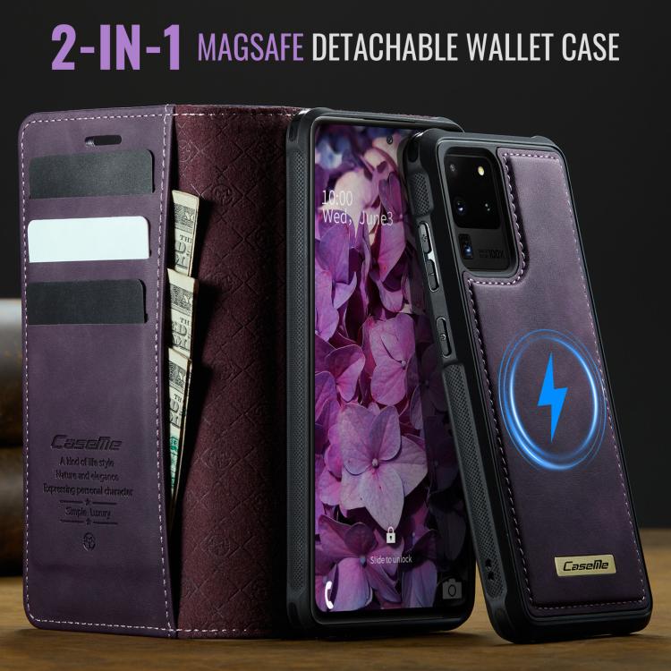 For Samsung Galaxy S20 Ultra CaseMe C49 Magnetic RFID Blocking Detachable Wallet Leather Phone Case