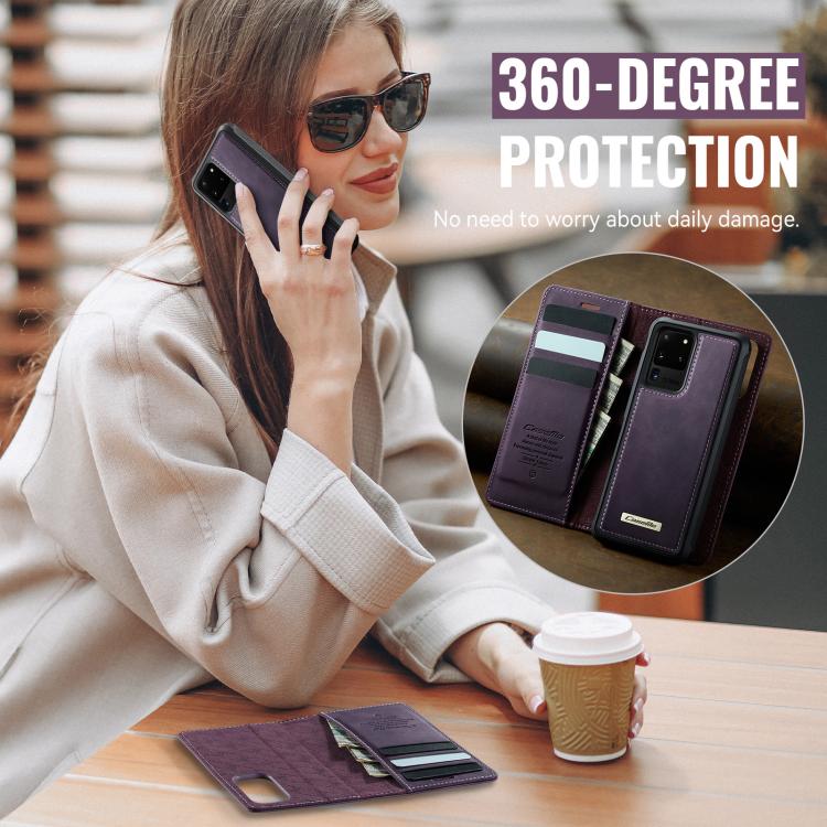 For Samsung Galaxy S20 Ultra CaseMe C49 Magnetic RFID Blocking Detachable Wallet Leather Phone Case