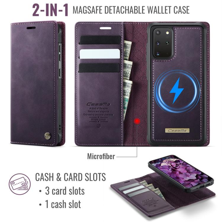 For Samsung Galaxy S20+ CaseMe C49 Magnetic RFID Blocking Detachable Wallet Leather Phone Case