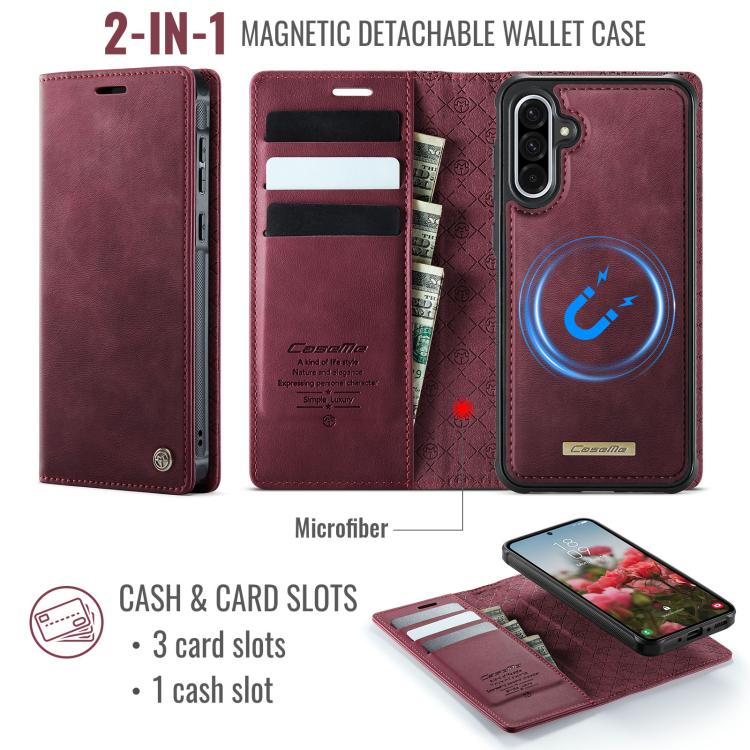 For Samsung Galaxy A56 5G CaseMe C49 Magnetic RFID Blocking Detachable Wallet Leather Phone Case