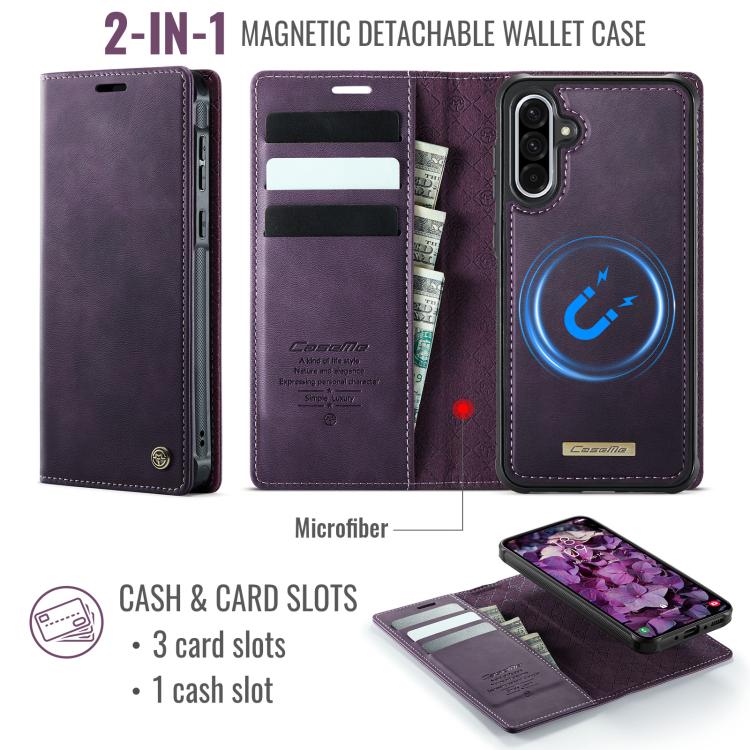 For Samsung Galaxy A56 5G CaseMe C49 Magnetic RFID Blocking Detachable Wallet Leather Phone Case