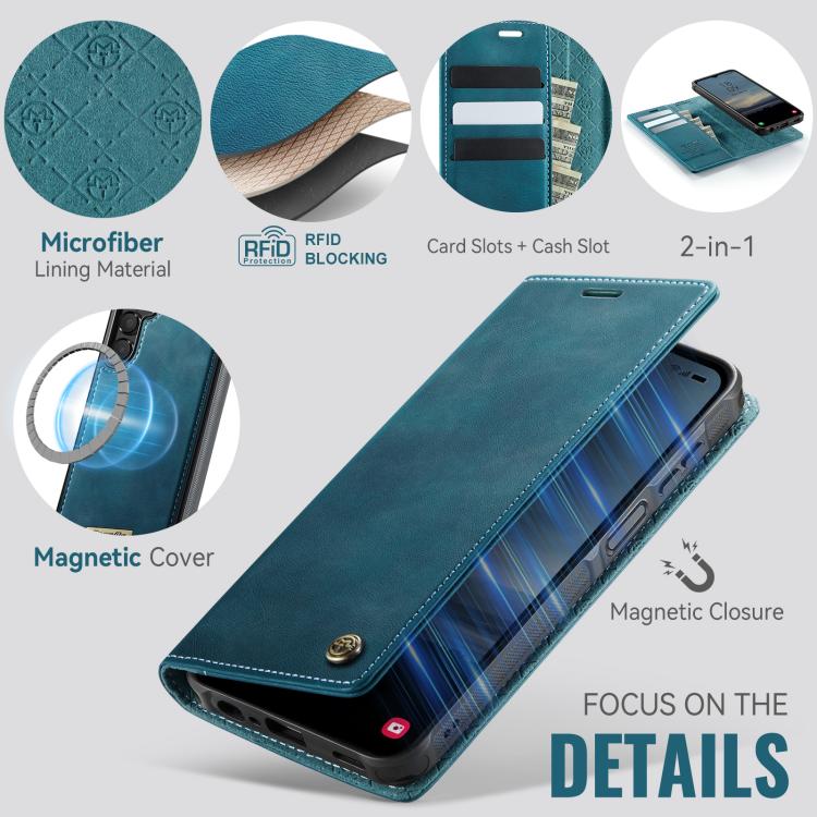 For Samsung Galaxy A14 5G / M44 CaseMe C49 Magnetic RFID Blocking Detachable Wallet Leather Phone Case