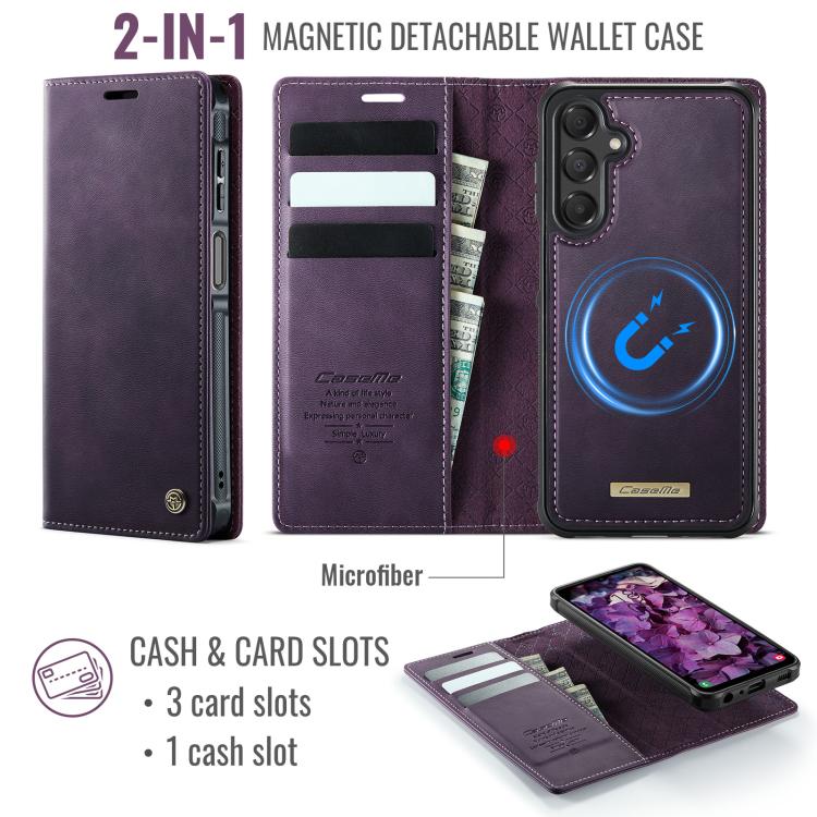 For Samsung Galaxy A14 5G / M44 CaseMe C49 Magnetic RFID Blocking Detachable Wallet Leather Phone Case