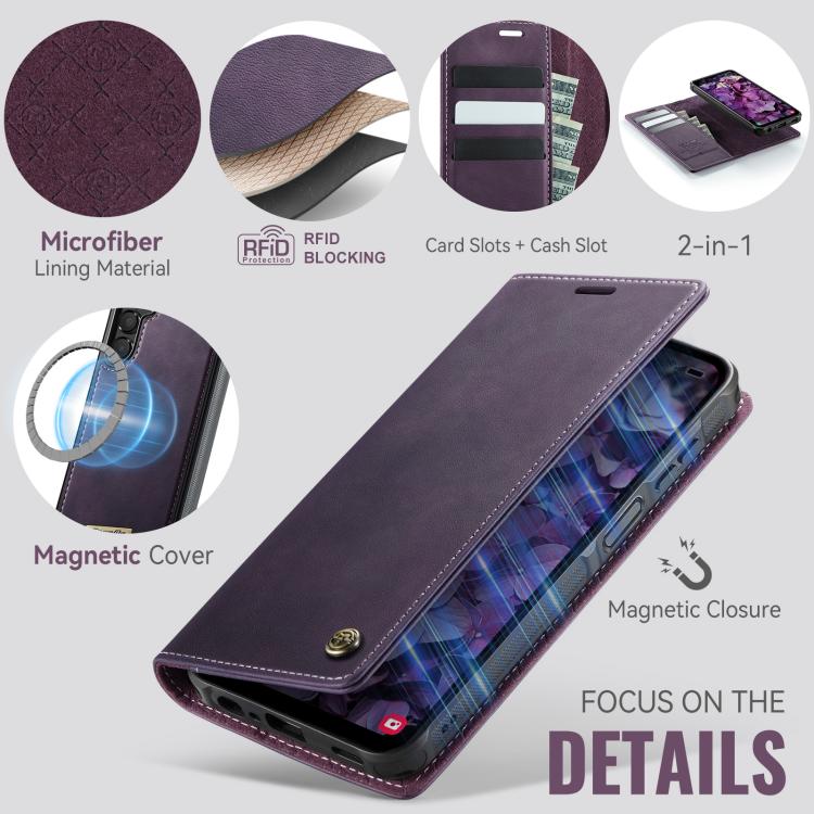 For Samsung Galaxy A14 5G / M44 CaseMe C49 Magnetic RFID Blocking Detachable Wallet Leather Phone Case