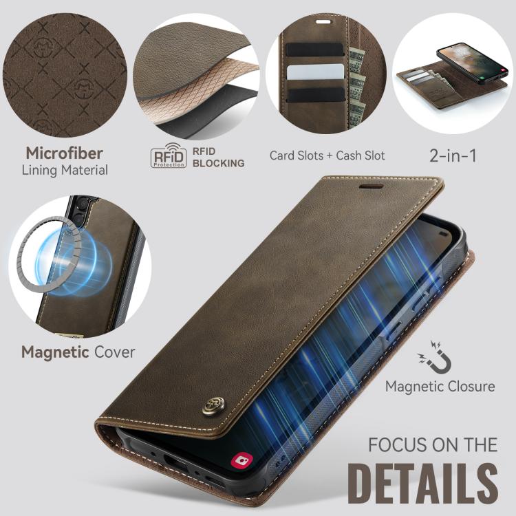 For Samsung Galaxy A55 / A35 5G CaseMe C49 Magnetic RFID Blocking Detachable Wallet Leather Phone Case