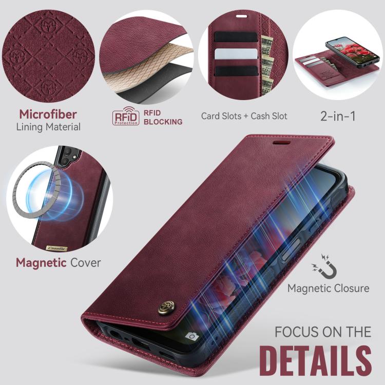 For Samsung Galaxy A13 / A04s CaseMe C49 Magnetic RFID Blocking Detachable Wallet Leather Phone Case