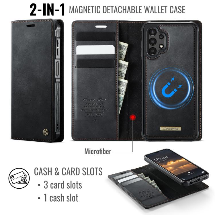For Samsung Galaxy A13 / A04s CaseMe C49 Magnetic RFID Blocking Detachable Wallet Leather Phone Case