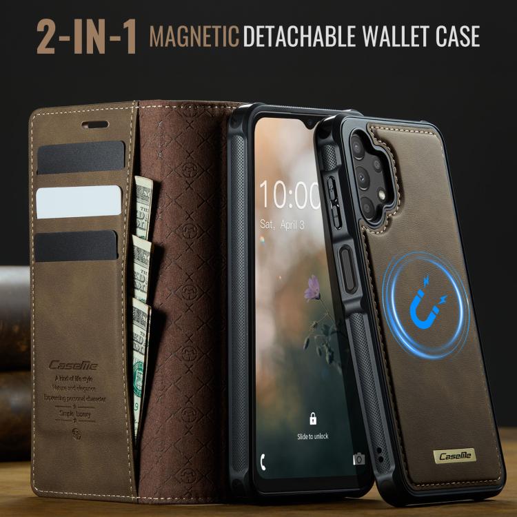 For Samsung Galaxy A13 / A04s CaseMe C49 Magnetic RFID Blocking Detachable Wallet Leather Phone Case