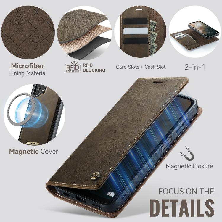 For Samsung Galaxy A13 / A04s CaseMe C49 Magnetic RFID Blocking Detachable Wallet Leather Phone Case
