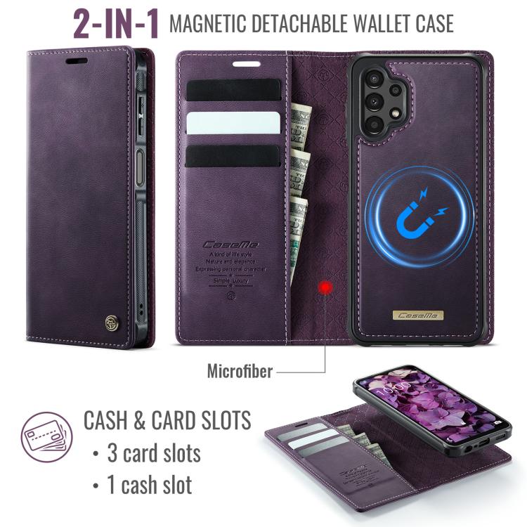 For Samsung Galaxy A13 / A04s CaseMe C49 Magnetic RFID Blocking Detachable Wallet Leather Phone Case