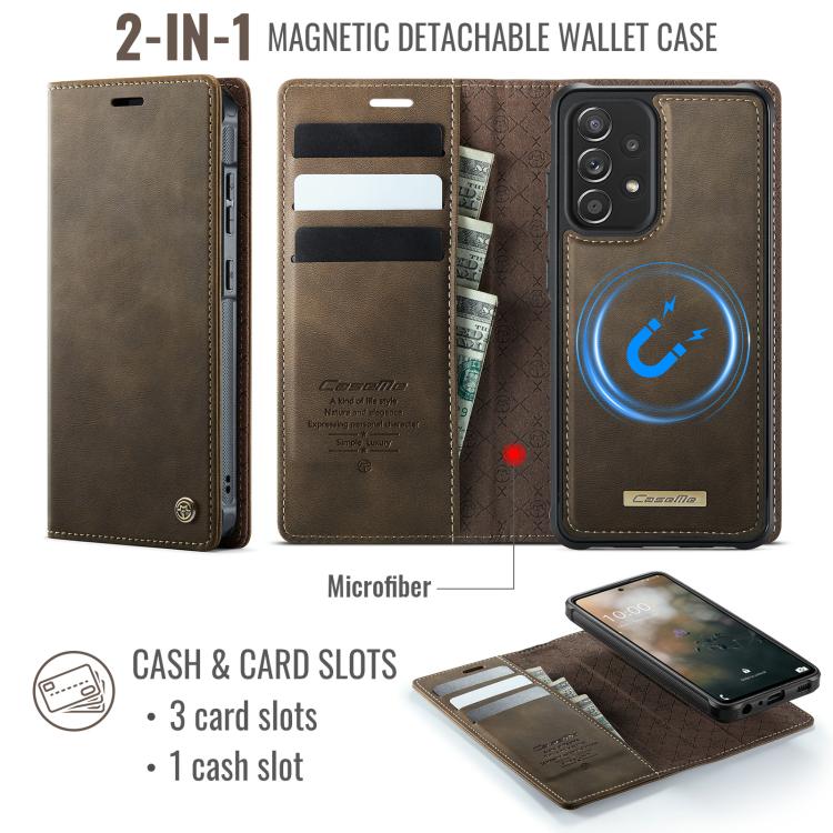 For Samsung Galaxy A52 / A52s CaseMe C49 Magnetic RFID Blocking Detachable Wallet Leather Phone Case