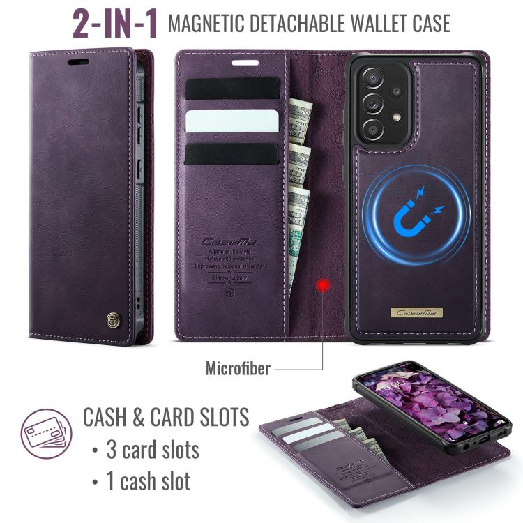 For Samsung Galaxy A52 / A52s CaseMe C49 Magnetic RFID Blocking Detachable Wallet Leather Phone Case