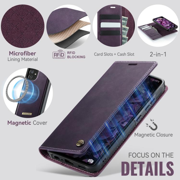 For Samsung Galaxy A52 / A52s CaseMe C49 Magnetic RFID Blocking Detachable Wallet Leather Phone Case