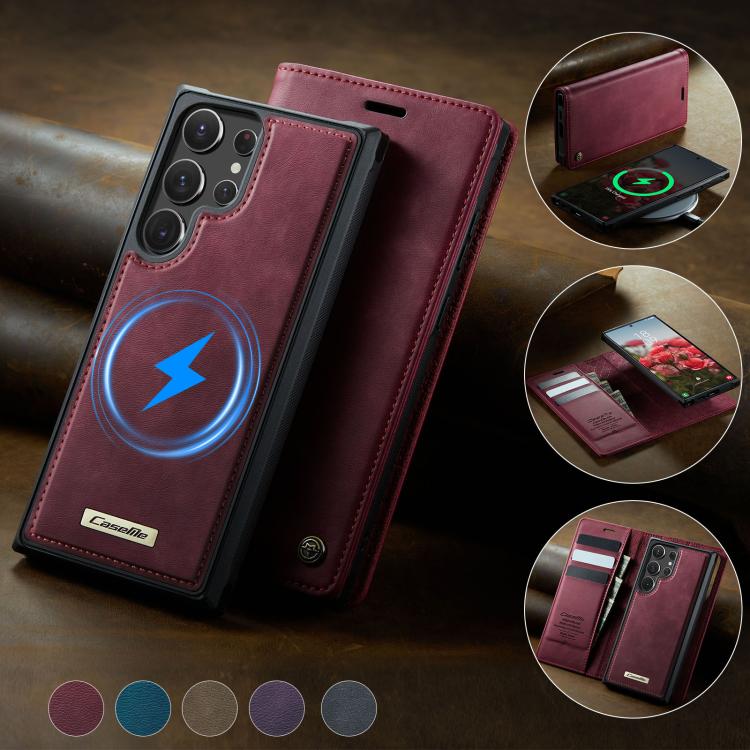 For Samsung Galaxy S22 Ultra 5G CaseMe C49 Magnetic RFID Blocking Detachable Wallet Leather Phone Case