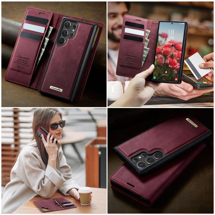 For Samsung Galaxy S22 Ultra 5G CaseMe C49 Magnetic RFID Blocking Detachable Wallet Leather Phone Case