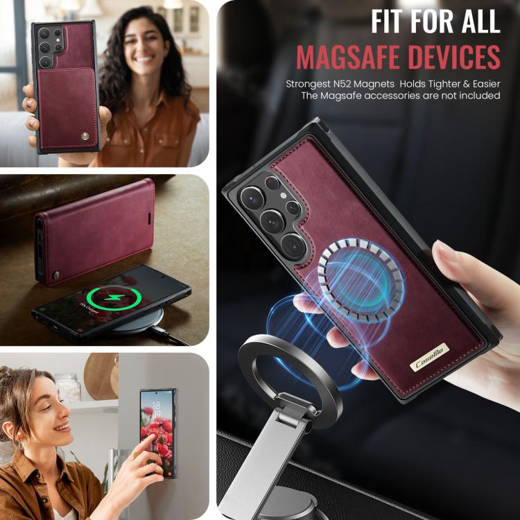 For Samsung Galaxy S22 Ultra 5G CaseMe C49 Magnetic RFID Blocking Detachable Wallet Leather Phone Case