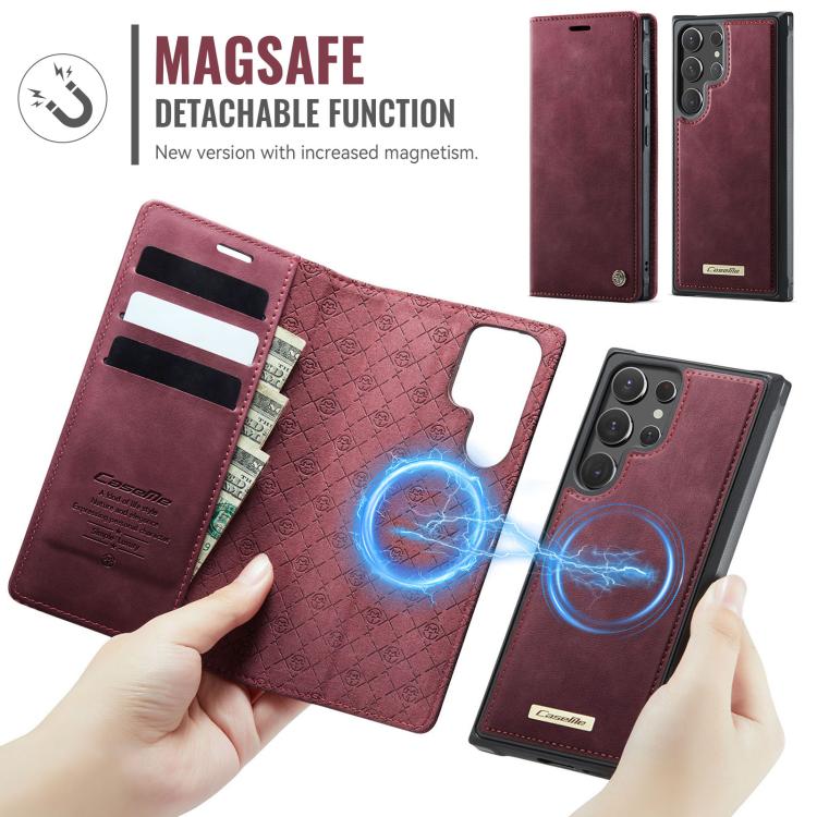 For Samsung Galaxy S22 Ultra 5G CaseMe C49 Magnetic RFID Blocking Detachable Wallet Leather Phone Case