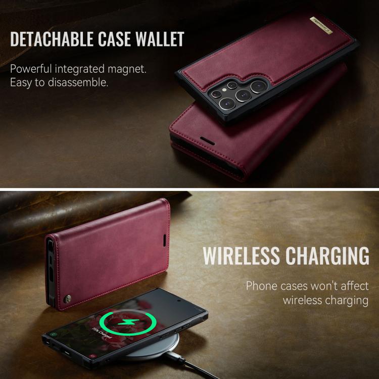 For Samsung Galaxy S22 Ultra 5G CaseMe C49 Magnetic RFID Blocking Detachable Wallet Leather Phone Case