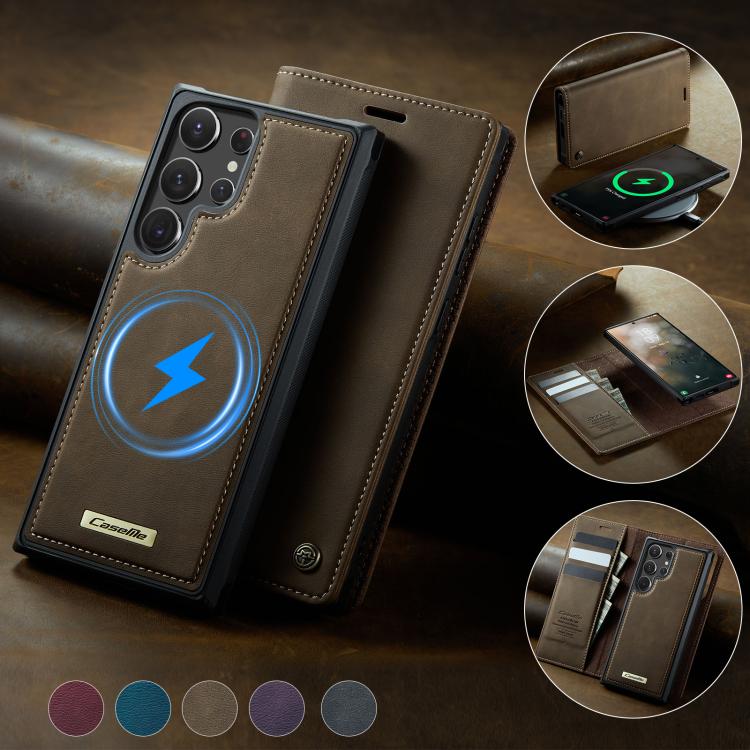 For Samsung Galaxy S22 Ultra 5G CaseMe C49 Magnetic RFID Blocking Detachable Wallet Leather Phone Case
