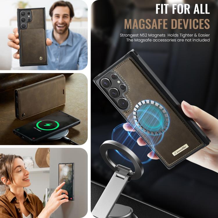 For Samsung Galaxy S22 Ultra 5G CaseMe C49 Magnetic RFID Blocking Detachable Wallet Leather Phone Case
