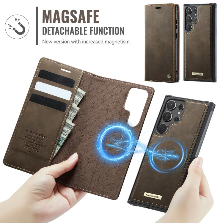For Samsung Galaxy S22 Ultra 5G CaseMe C49 Magnetic RFID Blocking Detachable Wallet Leather Phone Case