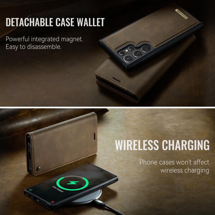 For Samsung Galaxy S22 Ultra 5G CaseMe C49 Magnetic RFID Blocking Detachable Wallet Leather Phone Case