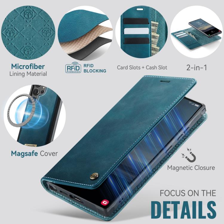 For Samsung Galaxy S22 Ultra 5G CaseMe C49 Magnetic RFID Blocking Detachable Wallet Leather Phone Case