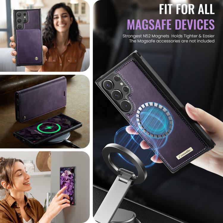 For Samsung Galaxy S22 Ultra 5G CaseMe C49 Magnetic RFID Blocking Detachable Wallet Leather Phone Case