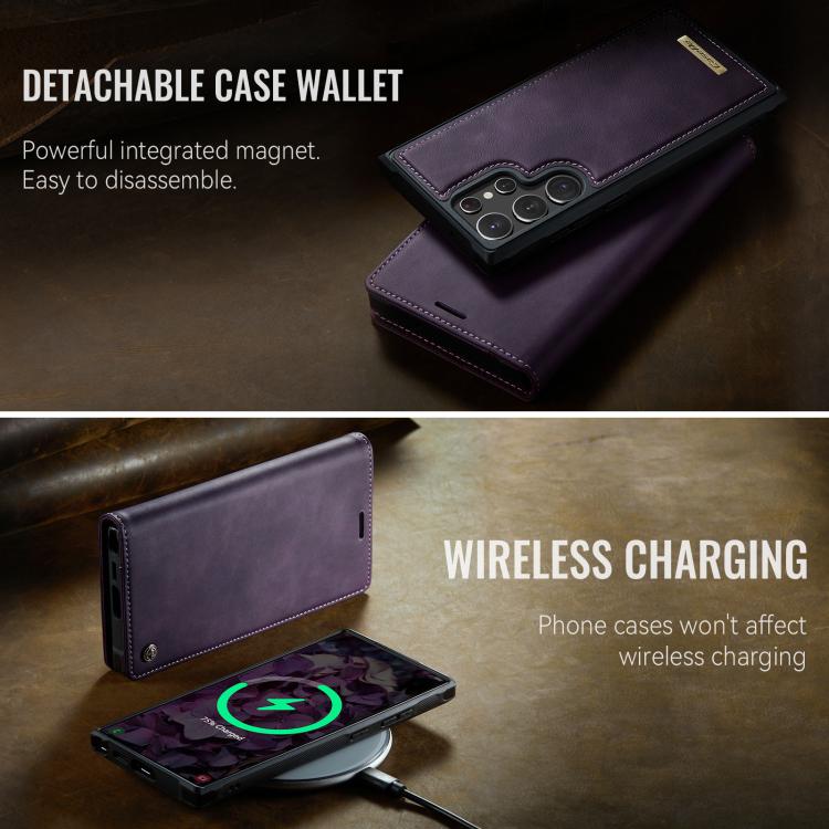 For Samsung Galaxy S22 Ultra 5G CaseMe C49 Magnetic RFID Blocking Detachable Wallet Leather Phone Case