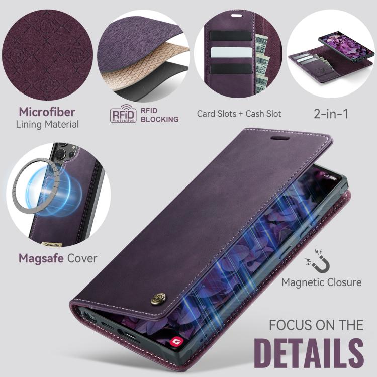 For Samsung Galaxy S22 Ultra 5G CaseMe C49 Magnetic RFID Blocking Detachable Wallet Leather Phone Case