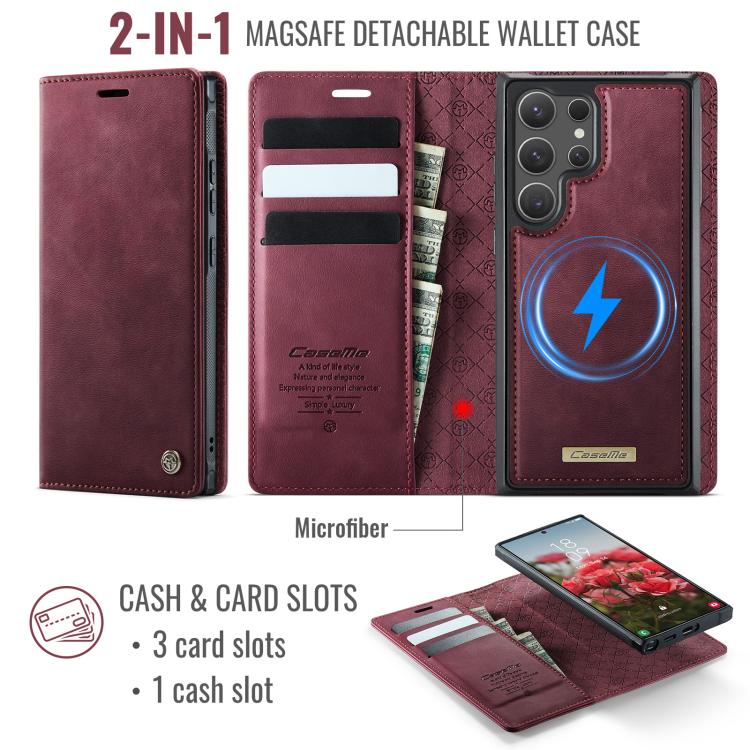 For Samsung Galaxy S23 Ultra 5G CaseMe C49 Magnetic RFID Blocking Detachable Wallet Leather Phone Case