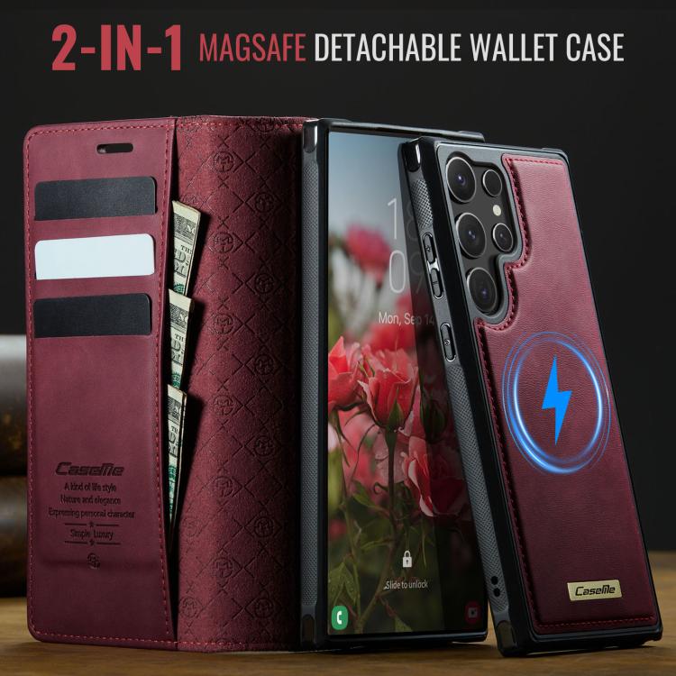 For Samsung Galaxy S23 Ultra 5G CaseMe C49 Magnetic RFID Blocking Detachable Wallet Leather Phone Case