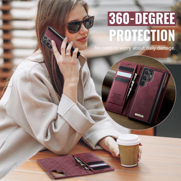 For Samsung Galaxy S23 Ultra 5G CaseMe C49 Magnetic RFID Blocking Detachable Wallet Leather Phone Case