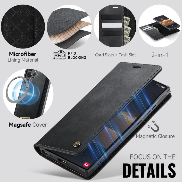 For Samsung Galaxy S23 Ultra 5G CaseMe C49 Magnetic RFID Blocking Detachable Wallet Leather Phone Case