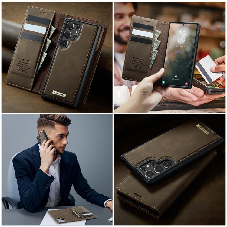 For Samsung Galaxy S23 Ultra 5G CaseMe C49 Magnetic RFID Blocking Detachable Wallet Leather Phone Case