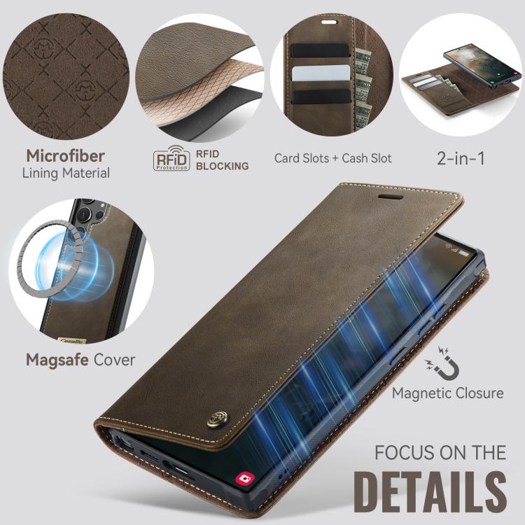 For Samsung Galaxy S23 Ultra 5G CaseMe C49 Magnetic RFID Blocking Detachable Wallet Leather Phone Case