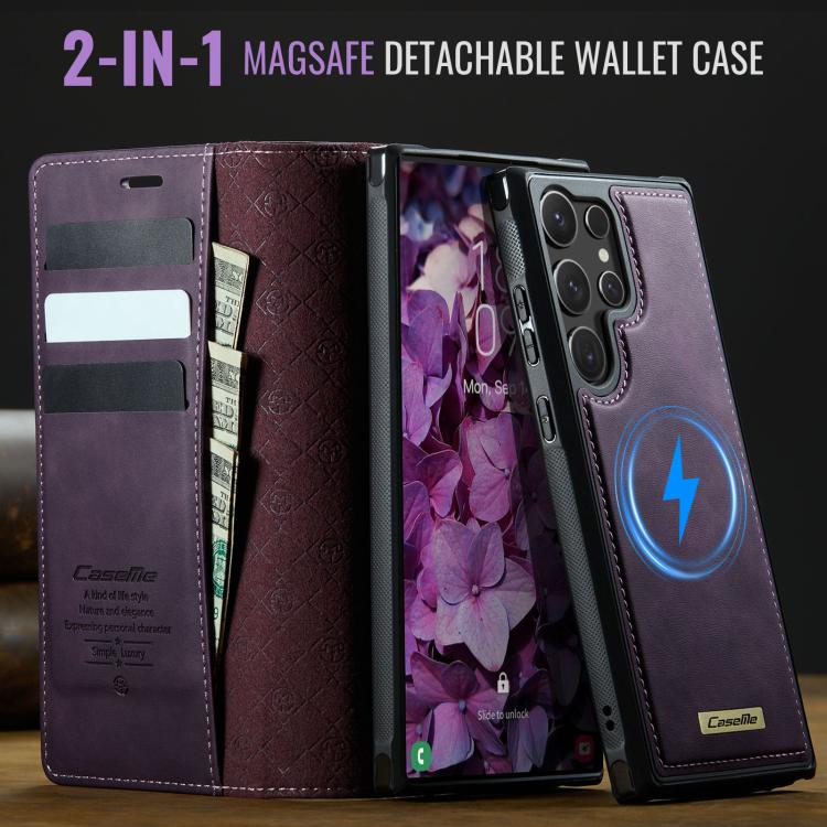 For Samsung Galaxy S23 Ultra 5G CaseMe C49 Magnetic RFID Blocking Detachable Wallet Leather Phone Case