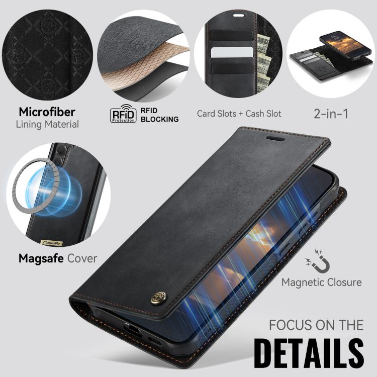 For Samsung Galaxy S23 FE 5G CaseMe C49 Magnetic RFID Blocking Detachable Wallet Leather Phone Case