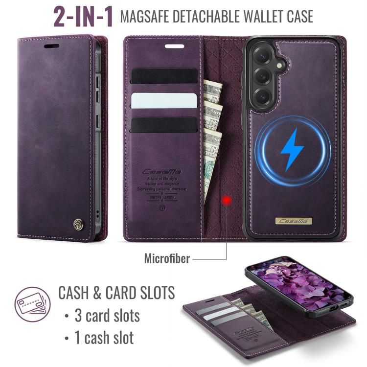 For Samsung Galaxy S23 FE 5G CaseMe C49 Magnetic RFID Blocking Detachable Wallet Leather Phone Case