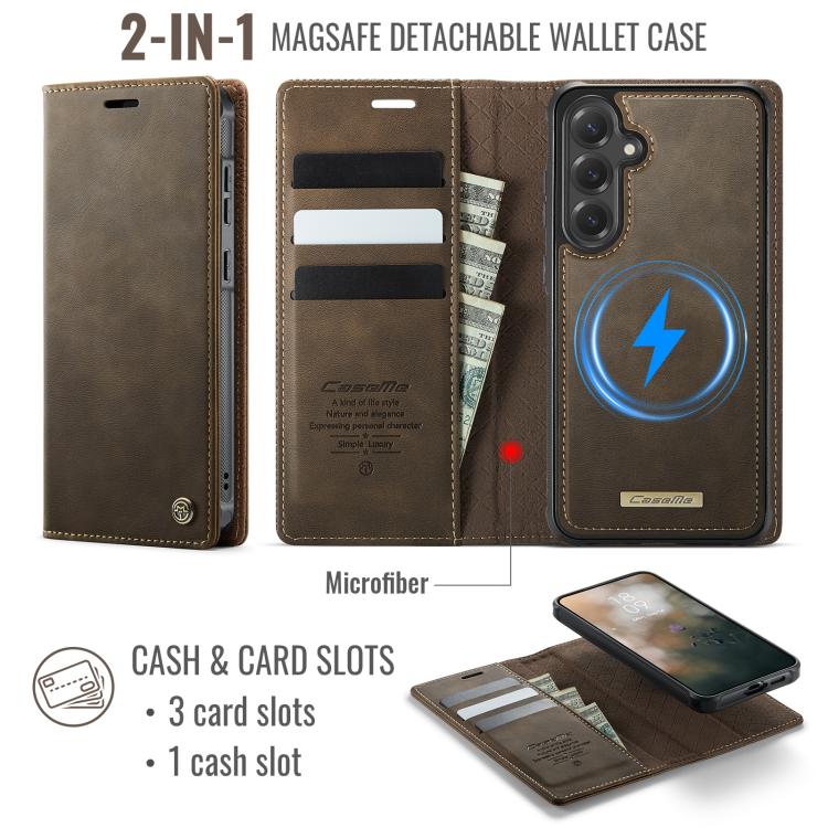 For Samsung Galaxy S24 FE 5G CaseMe C49 Magnetic RFID Blocking Detachable Wallet Leather Phone Case