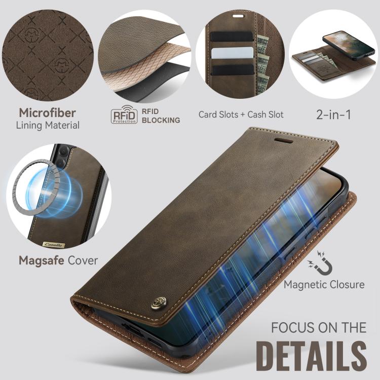 For Samsung Galaxy S24 FE 5G CaseMe C49 Magnetic RFID Blocking Detachable Wallet Leather Phone Case