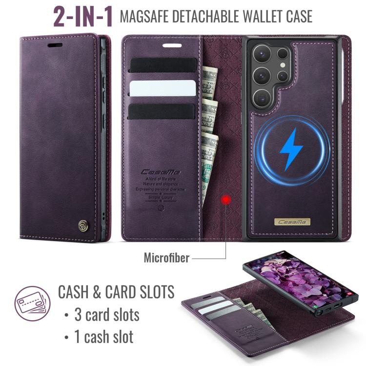 For Samsung Galaxy S24 Ultra 5G CaseMe C49 Magnetic RFID Blocking Detachable Wallet Leather Phone Case