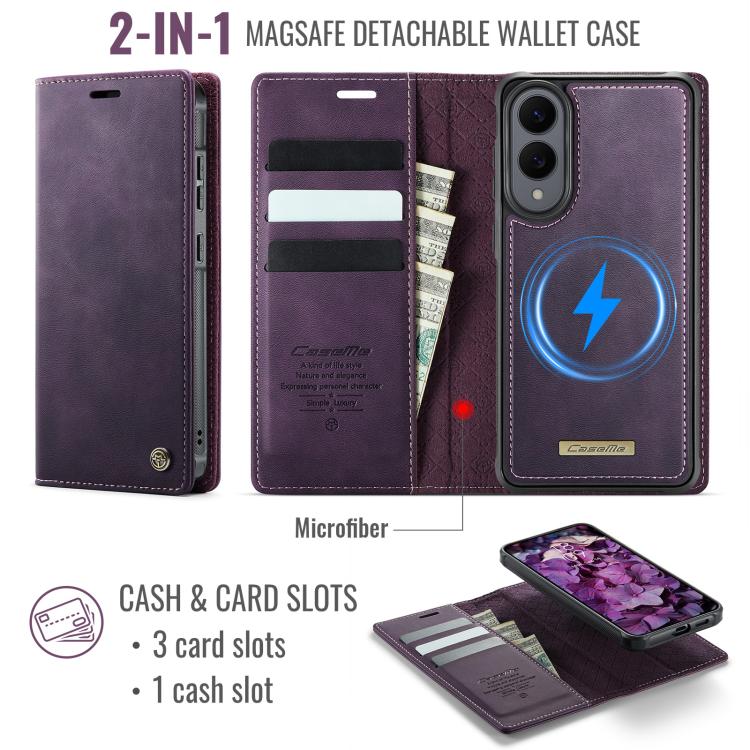 For Samsung Galaxy S25 Edge 5G CaseMe C49 Magnetic RFID Blocking Detachable Wallet Leather Phone Case