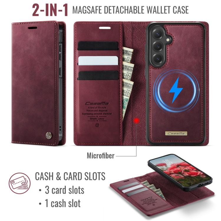 For Samsung Galaxy S25 FE 5G CaseMe C49 Magnetic RFID Blocking Detachable Wallet Leather Phone Case